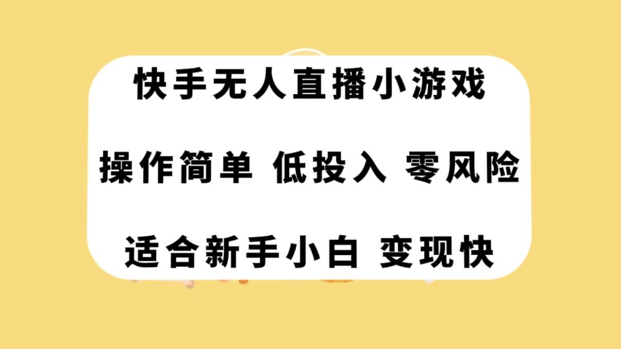 快手无人直播小游戏,操作简单,低投入零风险变现快-海淘下载站