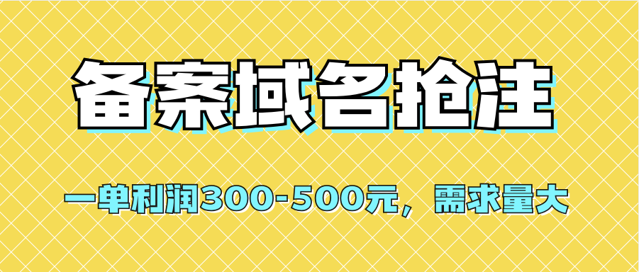 【全网首发】备案域名抢注，一单利润300-500元，需求量大-海淘下载站