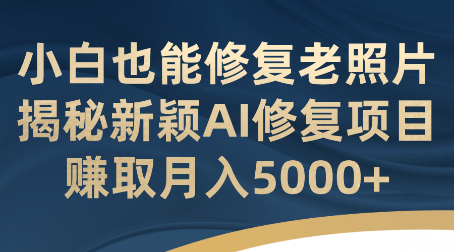小白也能修复老照片！揭秘新颖AI修复项目，赚取月入5000+-海淘下载站
