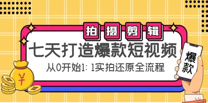 七天打造爆款短视频：拍摄+剪辑实操，从0开始1:1实拍还原实操全流程-海淘下载站