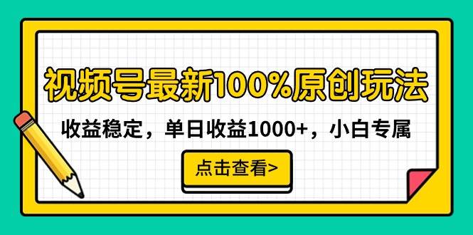 视频号最新100%原创玩法，收益稳定，单日收益1000+，小白专属-海淘下载站
