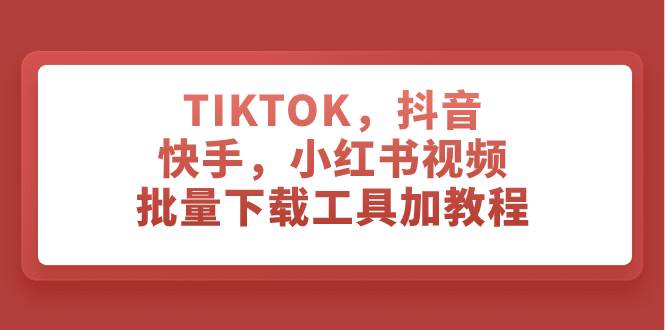 TIKTOK，抖音，快手，小红书视频批量下载工具加教程-海淘下载站