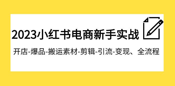 2023小红书电商新手实战课程，开店-爆品-搬运素材-剪辑-引流-变现、全流程-海淘下载站