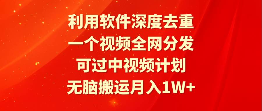 利用软件深度去重，一个视频全网分发，可过中视频计划，无脑搬运月入1W+-海淘下载站