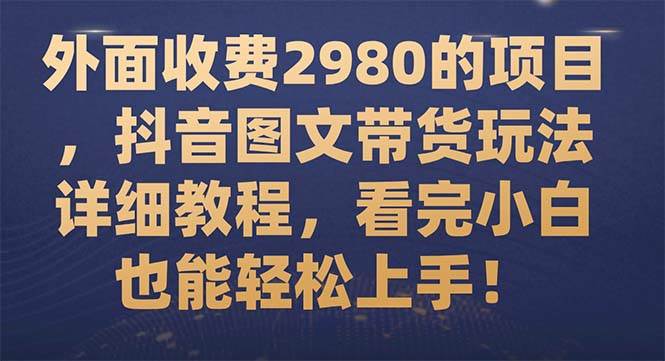 外面收费2980的项目，抖音图文带货玩法详细教程，看完小白也能轻松上手！-海淘下载站