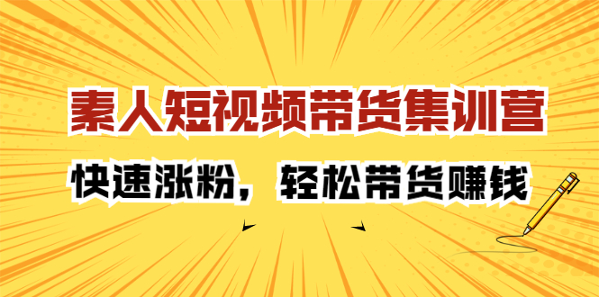 素人短视频带货集训营：快速涨粉，轻松带货赚钱-海淘下载站