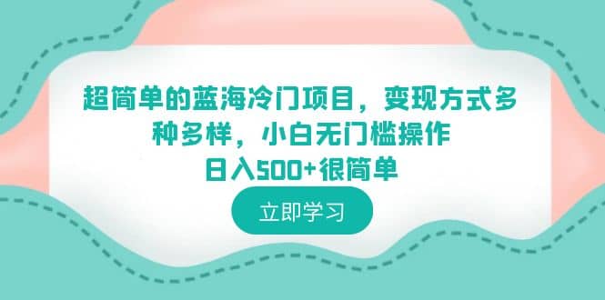 超简单的蓝海冷门项目,变现方式多种多样,小白无门槛操作日入500+很简单-海淘下载站