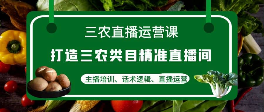 三农直播运营课：打造三农类目精准直播间，主播培训、话术逻辑、直播运营-海淘下载站