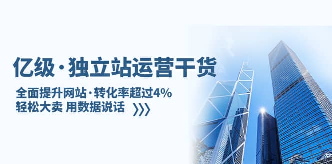 独立站运营干货：全面提升网站·转化率超过4%，轻松大卖 用数据说话-海淘下载站