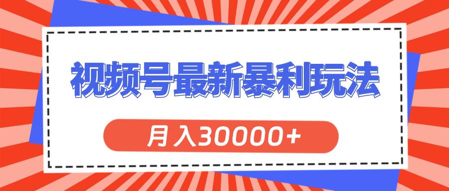 视频号最新暴利玩法，轻松月入30000+-海淘下载站