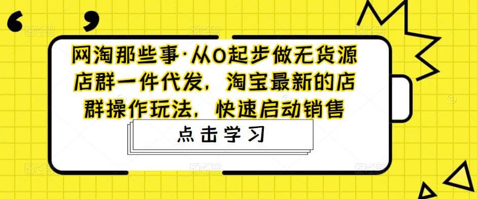 从0起步做无货源店群一件代发，淘宝最新的店群操作玩法，快速启动销售-海淘下载站