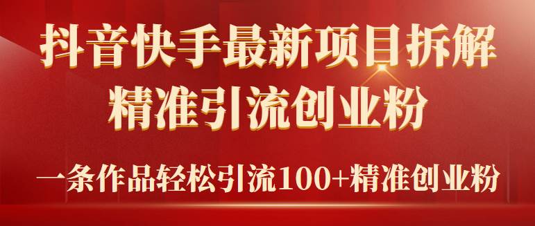 2024年抖音快手最新项目拆解视频引流创业粉，一天轻松引流精准创业粉100+-海淘下载站