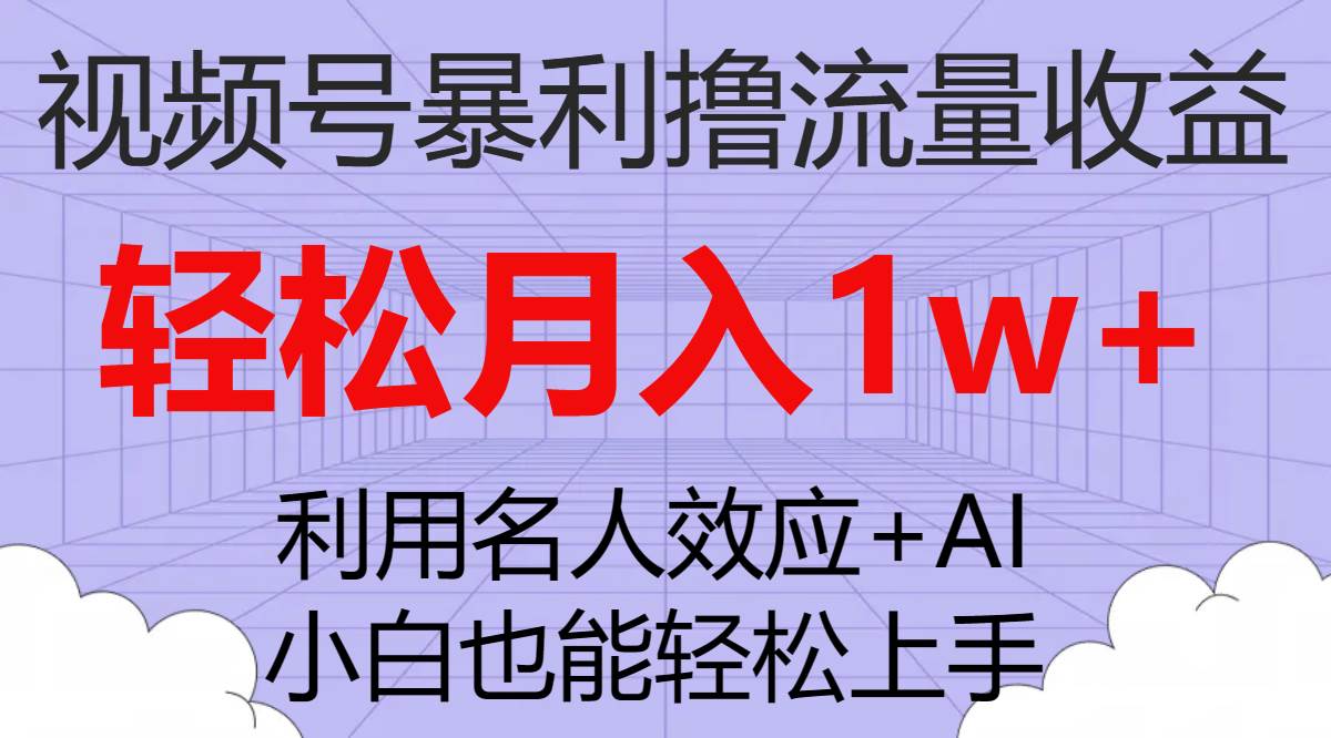 视频号暴利撸流量收益，小白也能轻松上手，轻松月入1w+-海淘下载站