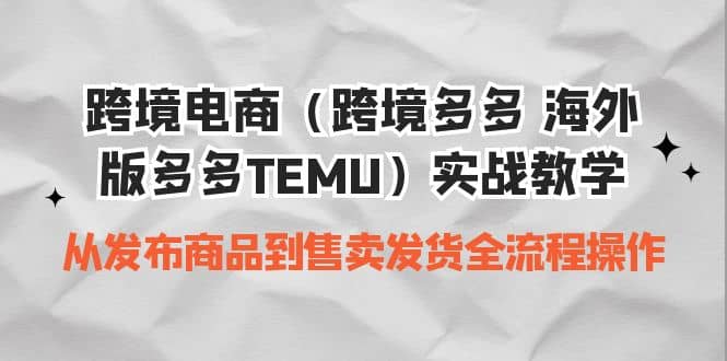 跨境电商（跨境多多 海外版多多TEMU）实操教学 从发布商品到售卖发货全流程-海淘下载站