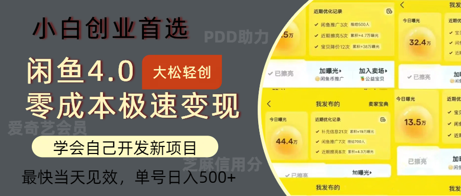 闲鱼0成本极速变现项目,多种变现方式,单号日入500+最新玩法-海淘下载站