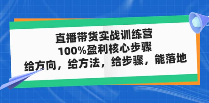 直播带货实战训练营:100%盈利核心步骤,给方向,给方法,给步骤,能落地-海淘下载站