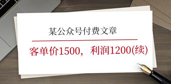 某公众号付费文章《客单价1500，利润1200(续)》市场几乎可以说是空白的-海淘下载站