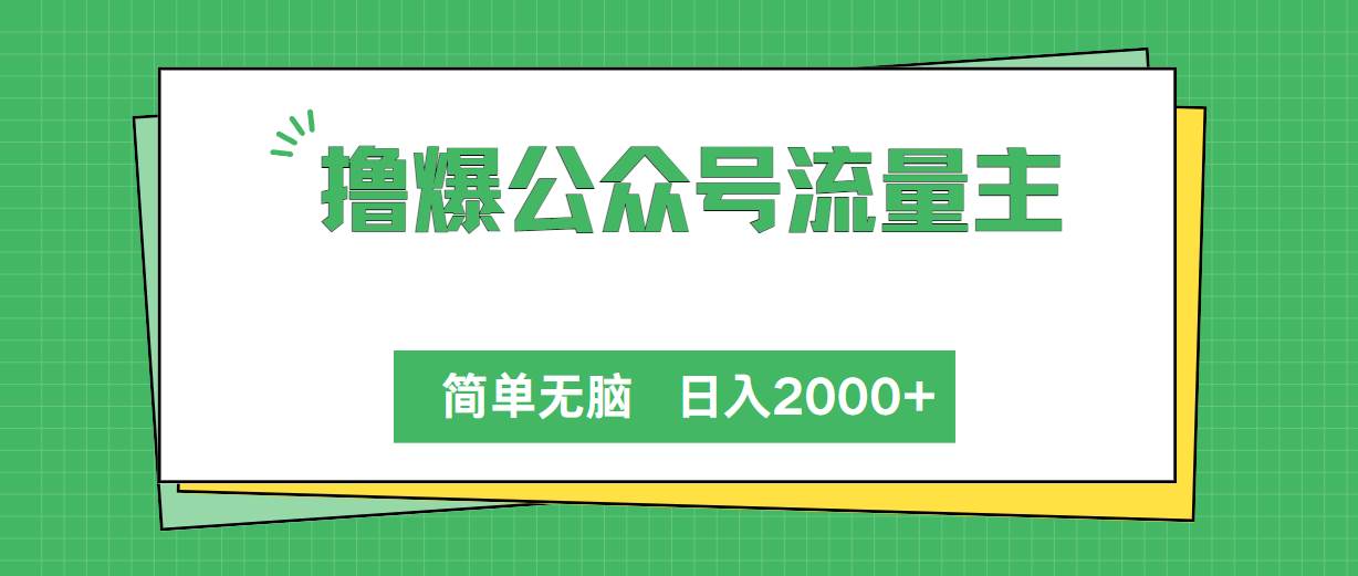 撸爆公众号流量主，简单无脑，单日变现2000+-海淘下载站