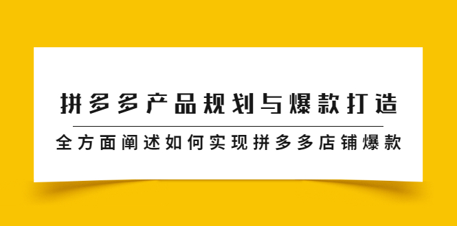 拼多多产品规划与爆款打造，全方面阐述如何实现拼多多店铺爆款-海淘下载站