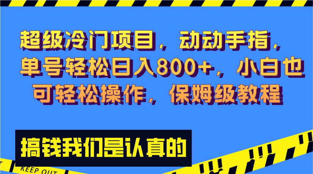 超级冷门项目,动动手指，单号轻松日入800+，小白也可轻松操作，保姆级教程-海淘下载站