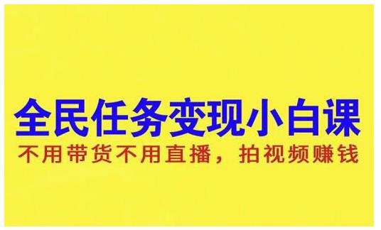 抖音全民任务变现小白课，不用带货不用直播，拍视频就能赚钱-海淘下载站