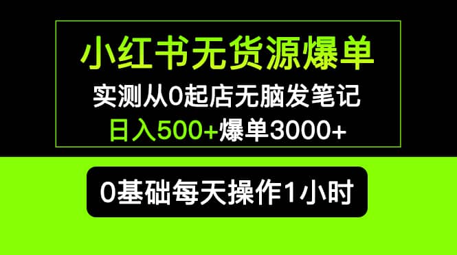 小红书无货源爆单 实测从0起店无脑发笔记爆单3000+长期项目可多店-海淘下载站