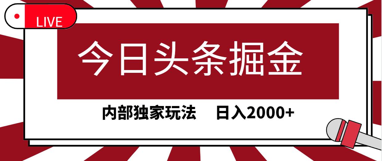 今日头条掘金，30秒一篇文章，内部独家玩法，日入2000+-海淘下载站