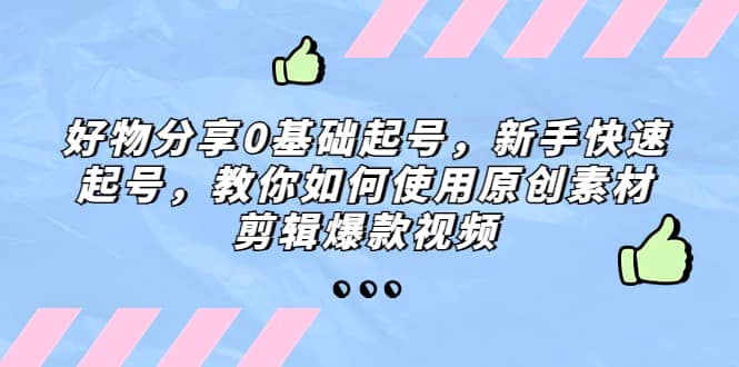 好物分享0基础起号,新手快速起号,教你如何使用原创素材剪辑爆款视频-海淘下载站