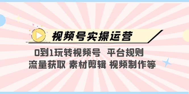 视频号实操运营，0到1玩转视频号 平台规则 流量获取 素材剪辑 视频制作等-海淘下载站