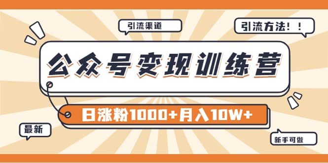 【某公众号变现营第二期】0成本日涨粉1000+让你月赚10W+（8月24号更新）-海淘下载站