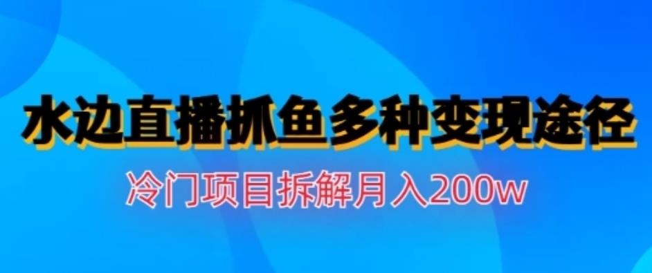 水边直播抓鱼，多种变现途径冷门项目，月入200w拆解【揭秘】-海淘下载站