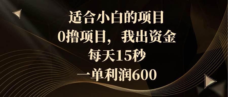 适合小白的项目，0撸项目，我出资金，每天15秒，一单利润600-海淘下载站
