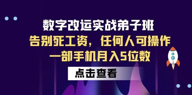 数字 改运实战弟子班:告别死工资,任何人可操作,一部手机月入5位数-海淘下载站