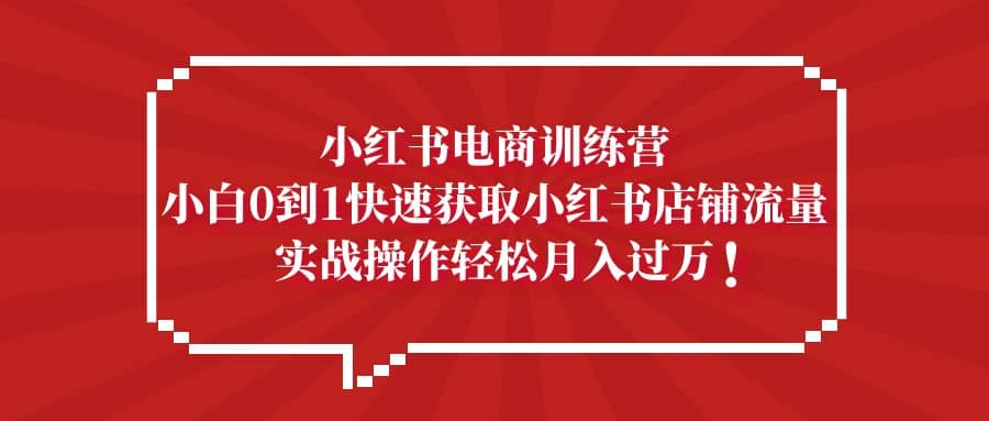 小红书电商训练营，小白0到1快速获取小红书店铺流量-海淘下载站