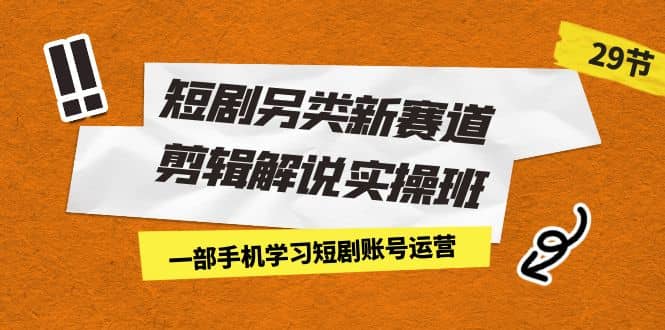 短剧另类新赛道剪辑解说实操班：一部手机学习短剧账号运营（29节 价值500）-海淘下载站