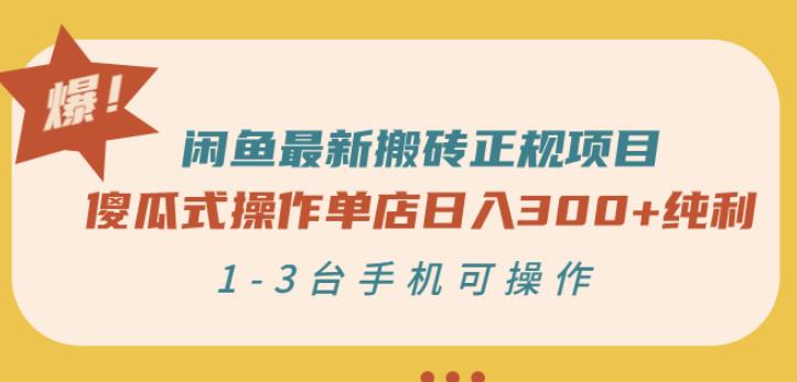 闲鱼最新搬砖正规项目：傻瓜式操作单店日入300+纯利，1-3台手机可操作-海淘下载站