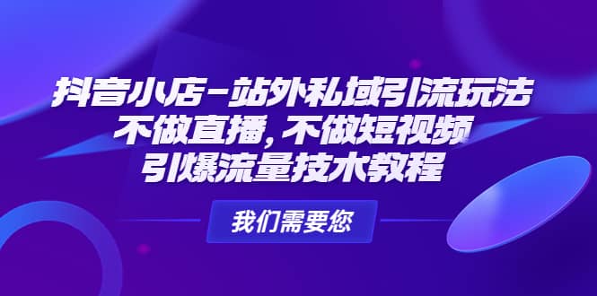 抖音小店-站外私域引流玩法：不做直播，不做短视频，引爆流量技术教程-海淘下载站