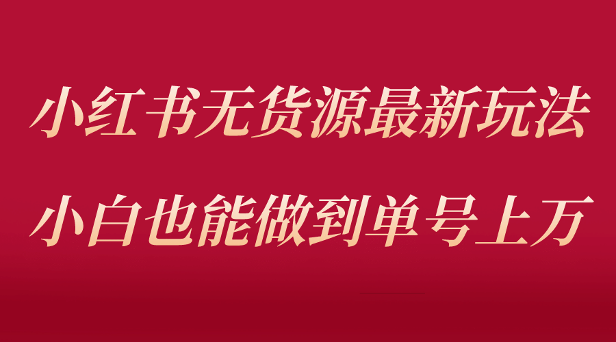 小红书无货源最新螺旋起号玩法，电商小白也能做到单号上万（收费3980）-海淘下载站