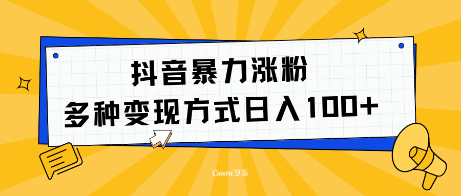 抖音暴力涨粉：多方式变现 日入100+-海淘下载站