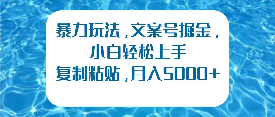 暴力玩法，文案号掘金，小白轻松上手，复制粘贴，月入5000+-海淘下载站