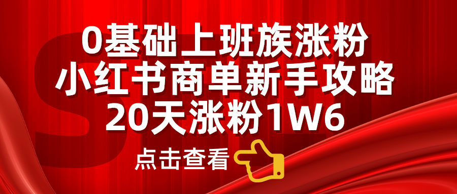 0基础上班族涨粉，小红书商单新手攻略，20天涨粉1.6w-海淘下载站