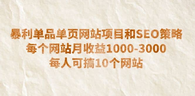 暴利单品单页网站项目和SEO策略 每个网站月收益1000-3000 每人可搞10个-海淘下载站