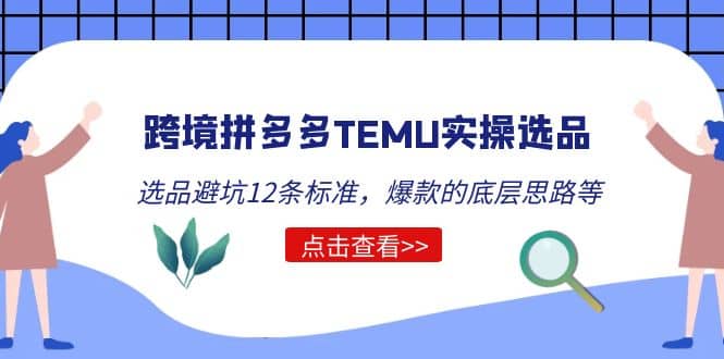 跨境拼多多TEMU实操选品运营方法，选品避坑12条标准，爆款的底层思路等-海淘下载站