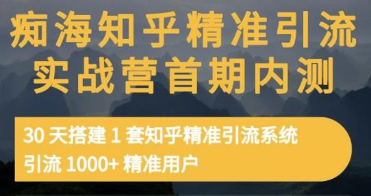 痴海知乎精准引流实战营1-2期，30天搭建1套知乎精准引流系统，引流1000+精准用户-海淘下载站