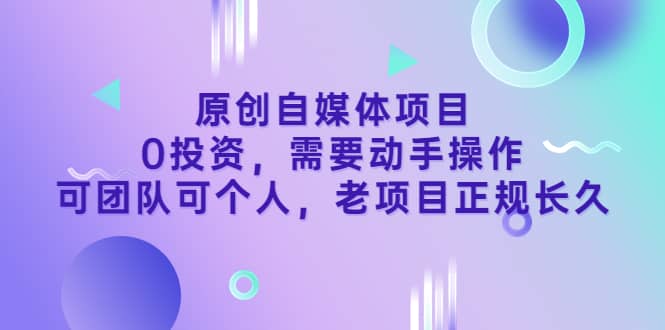 原创自媒体项目，0投资，需要动手操作，可团队可个人，老项目正规长久-海淘下载站