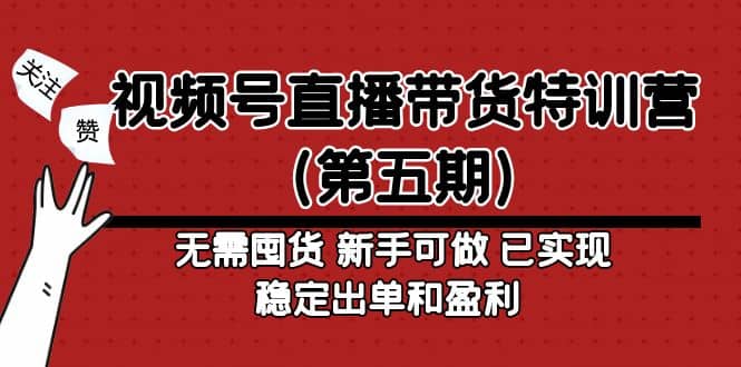 视频号直播带货特训营(第五期)无需囤货 新手可做 已实现稳定出单和盈利-海淘下载站