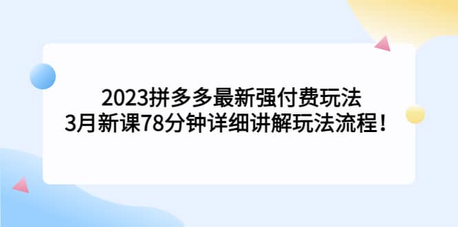 2023拼多多最新强付费玩法，3月新课78分钟详细讲解玩法流程-海淘下载站