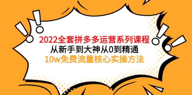 2022全套拼多多运营课程，从新手到大神从0到精通，10w免费流量核心实操方法-海淘下载站