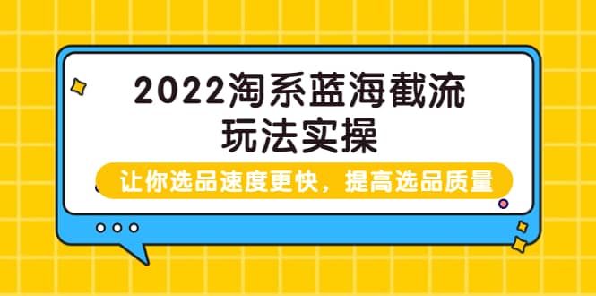 2022淘系蓝海截流玩法实操：让你选品速度更快，提高选品质量（价值599）-海淘下载站