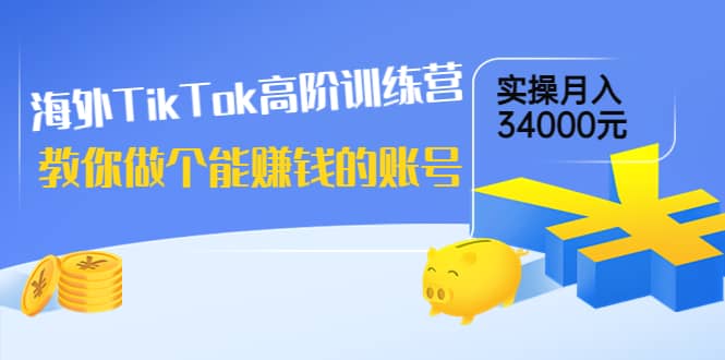 海外TikTok高阶训练营：教你做个能赚钱的账号，实操月入34000元！-海淘下载站